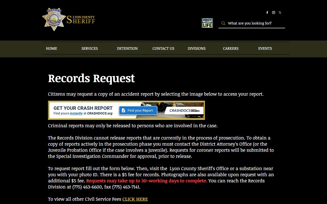 Lyon County jail mugshots records request form
